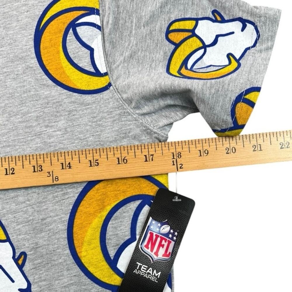 NWT Los Angeles Rams NFL Allover Logo Graphic T-Shirt Gray Youth L 14/16 - Picture 4 of 10